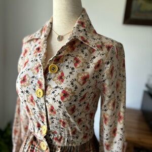 Handmade? Vintage plaid and floral long sleeve dress ✨